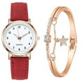 thumbnail image 1 of COFEST Women's Vintage Quartz Watch with Luminous Dial, Retro Round Leather Strap Watch for Women, Classic Small Women's Watch with Bracelet, Elegant Gold Case Ladies Quartz Watch Red, 1 of 1