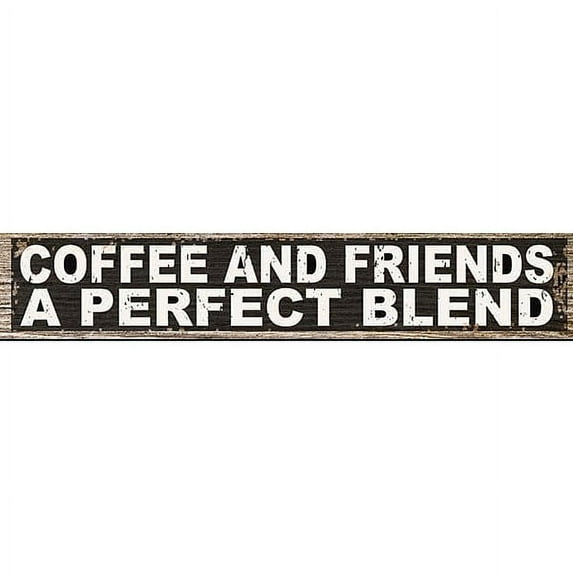 COFFEE AND FRIENDS Distressed-Wood 15x2one-half inch Box Sign by Sixtrees