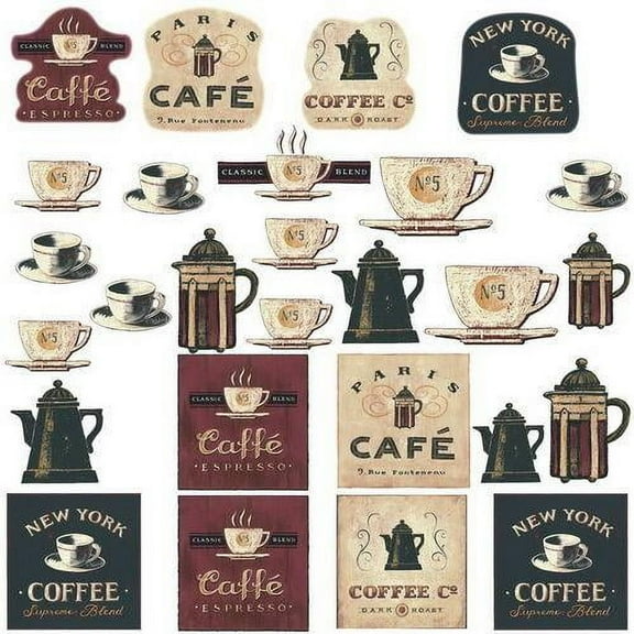 COFFEE HOUSE 31 BiG Wall Stickers Room Decor Kitchen Labels Cups Pot Sign Decals