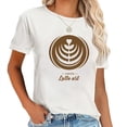 thumbnail image 1 of COFFEE LATTE ART American Retro Womens Crew Neck Shirts White, 1 of 5