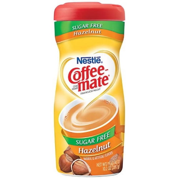 COFFEE MATE Sugar Free Hazelnut Powder Coffee Creamer 10.2 Oz. Canister Non-dairy Lactose Free Gluten Free Creamer (Pack of 8)
