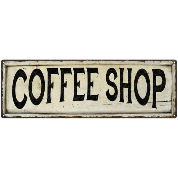 COFFEE SHOP Farmhouse Style Wood Look Sign Gift 6x18 Metal Decor 206180028120