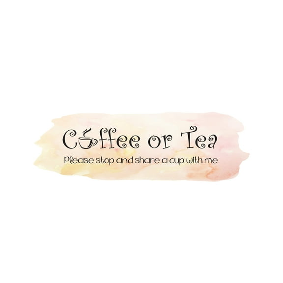 COFFEE & TEA - Vinyl Home Living Room Quotes Decoration Please Stop And Share A Cup With Me Lettering Art Design Coffee Cup Wall Decal Sticker 10" x 3"