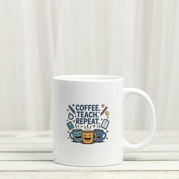 COFFEE. TEACH. REPEAT. Mug Fun Colorful Ceramic Coffee Cup for TeaC1hers WhimsiC1Al Gift for EduC1Ators Coffee Lovers