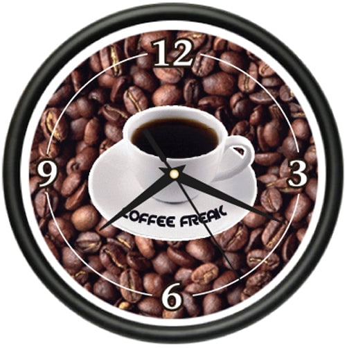 COFFEE Wall Clock shop cafe kitchen beans java mug