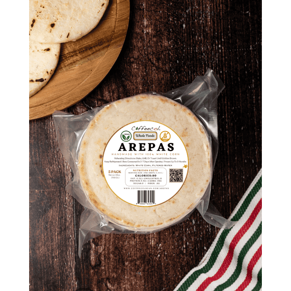 COFFEECOL Arepas 5 Units - Gluten Free, Vegan Free, Nut Free - 6oz