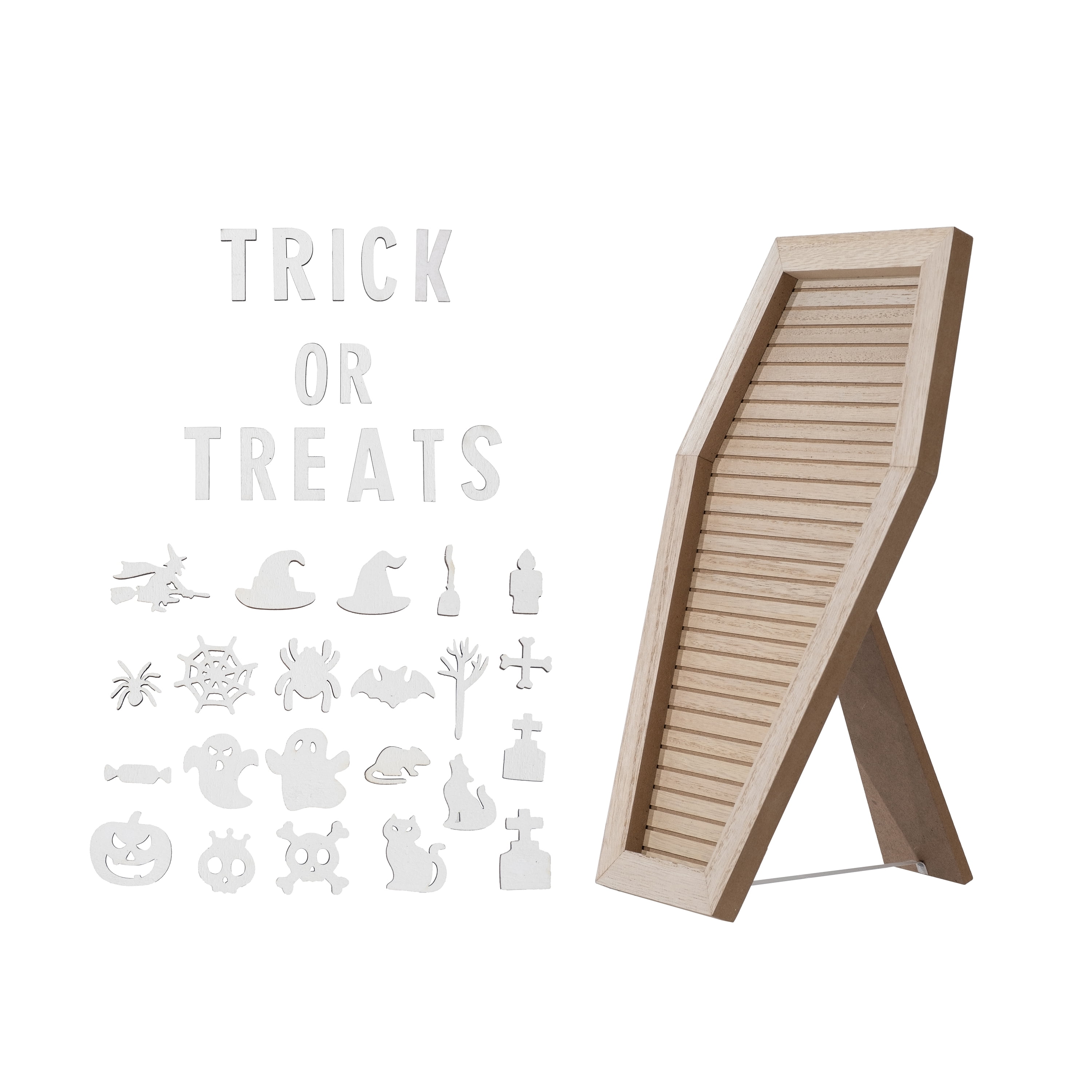 Coffin-Shaped Letter Board Tabletop Decor, Beige, 11.9", Halloween by Way To Celebrate
