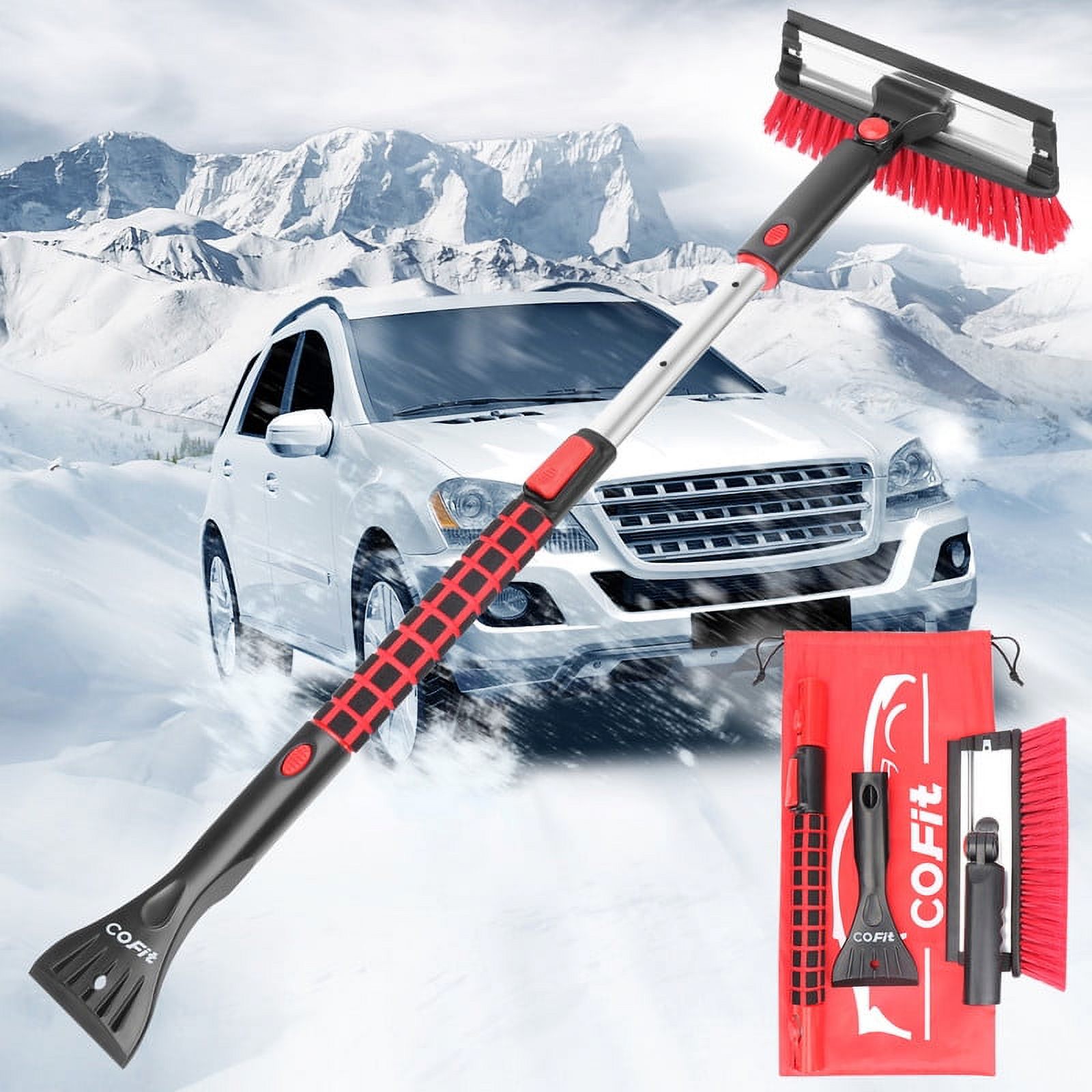 Foldable Windshield Ice Scrapers Snow Brooms w/ Brush