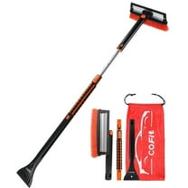 Superio Brand Extendable Snow Brush with Squeegee and Ice Scraper Eva Foam  Comfort Grip on Aluminum Handle, T-Shape, Car Truck SUV Windshield