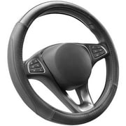 COFIT Microfiber Leather Steering Wheel Cover for Size 14 1/2-15in Steering Wheels-Black