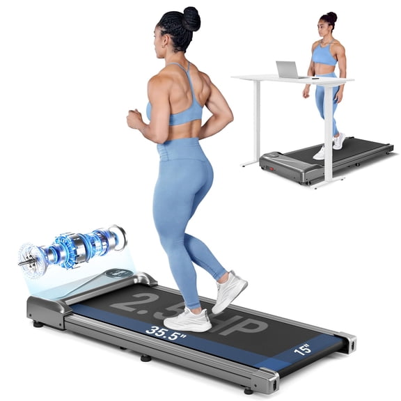 COFUNOK Walking Pad Treadmill Under Desk, Portable Mini Treadmill for Home/Office, Walking Pad Machine with 2.5HP and 265 lbs Weight Capacity Remote Control LED Display