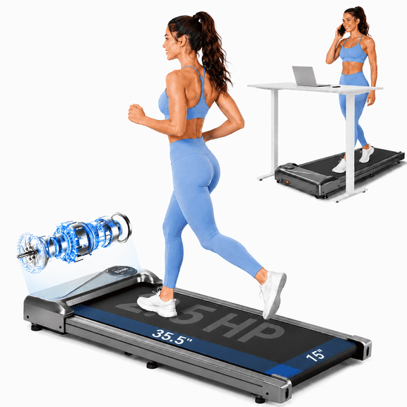COFUNOK Walking Pad Treadmill Under Desk, Portable Mini Treadmill for Home/Office, Walking Pad Machine with 2.5HP and 265 lbs Weight Capacity Remote Control LED Display