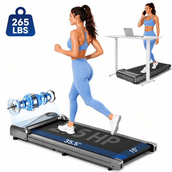 COFUNOK Walking Pad Treadmill Under Desk, Portable Mini Treadmill for Home/Office, Walking Pad Machine with 2.5HP and 265 lbs Weight Capacity Remote Control LED Display