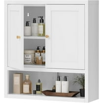 COFaR Bathroom Wall Cabinet, Metal Wall Cabinet Over Toilet with Doors and Open Shelf, Medicine Cabinets for Bathroom Kitchen Laundry, White