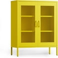 thumbnail image 1 of COFaR Metal Cabinet, Metal Storage Cabinets with 2 Mesh Doors and Adjustable Shelves, Locker Cabinet Storage for Coffee Bar TV Stand Bedroom Office Kitchen Buffet Sideboard Bookcase, Yellow 40''H, 1 of 14