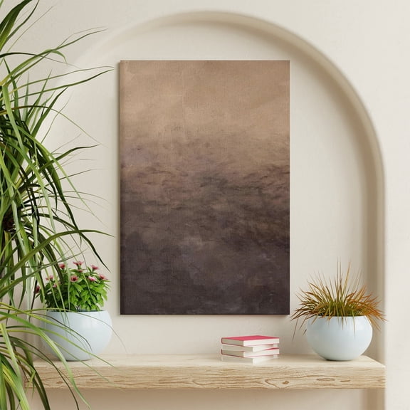 COGL Canvas Print Wall Art Moody Brown Abstract Landscape Illustrations Modern Art Decorative Minimal Calm Zen for Living Room Bedroom Office 20x20inch Framed