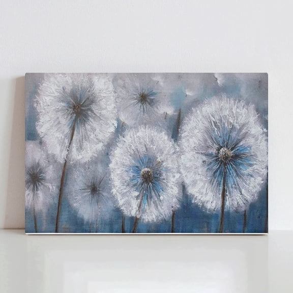 COGL Dandelion Wall Art Blue Large Picture for Living Room Canvas Art Wall Decor Above Bed White Flower Artwork for Walls Paintings Modern Art Aall Decor Wall Art for 24x16inch Black Framed