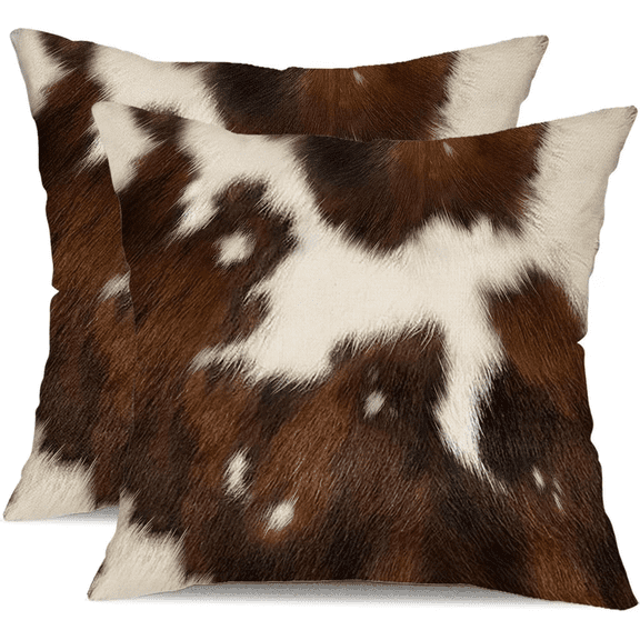 COGL Farmhouse Pillow Covers 20x20 Inch Set of 2 Brown Cowhide Accent Printing Decorative Throw Pillows Farmhouse Animal Print Square Pillowcase Decor for Outdoor Couch Chair Couch
