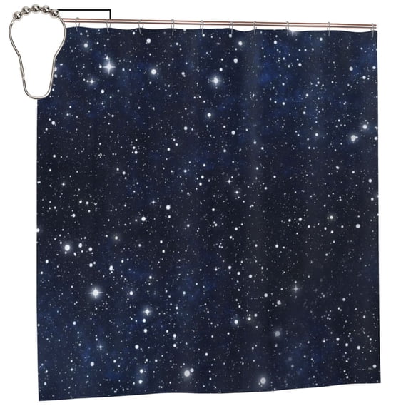 COGL Night Sky Space Shower Curtain Star Bathroom Decor 72Wx72H Inch Backdrop Dark Blue Cosmic Starry Fantasy Galaxy Universe Space Fabric Waterproof 12 Plastic HooksRY