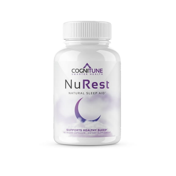 COGNITUNE NuRest - Natural Sleep Aid Supplement with Melatonin, Valerian Root, Lemon Balm, Chamomile, GABA & More – 1098mg, 60 Capsules