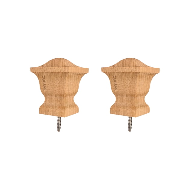 COHSAR Wood Handmade Decorative Finials, Post Caps Set of 2