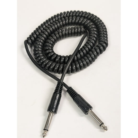 COILED CORD 12 FOOT 1/4" MONO PHONE PLUG TO 1/4" MONO PHONE PLUG