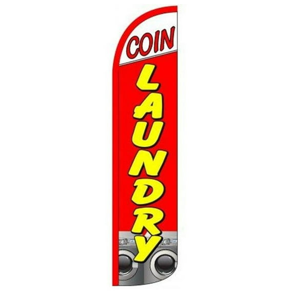 COIN LAUNDRY Windless Flag (Hardware Not Included) |Advertisement /Business Flags | Feather Flag |