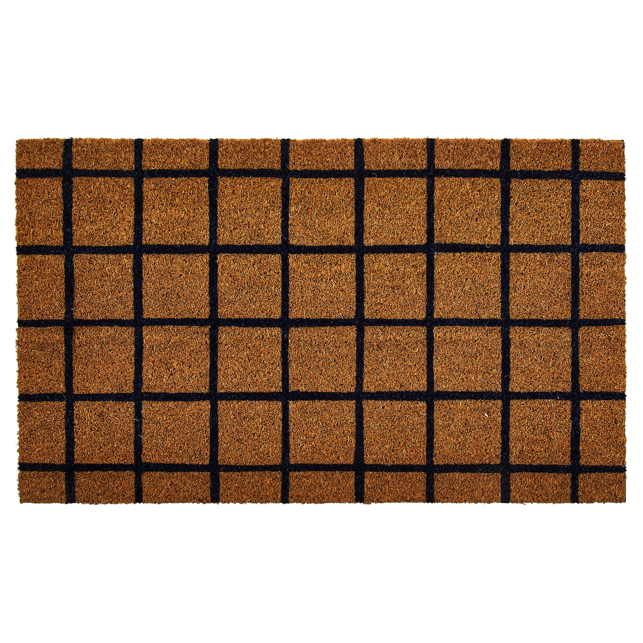 Mainstays Natural and Blue Grid Coir Outdoor Doormat, 18" x 30"