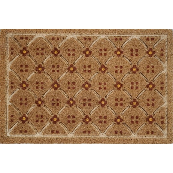 Better Homes & Gardens Coir Doormat 20x30 Ogee Floral Pattern with Skid Resistant Backing