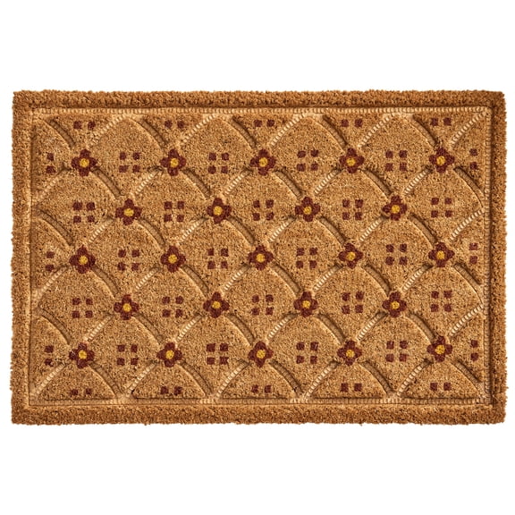 Better Homes & Gardens Coir Doormat, 20 in x 30 in, Ogee Floral Pattern, Skid-Resistant Backing