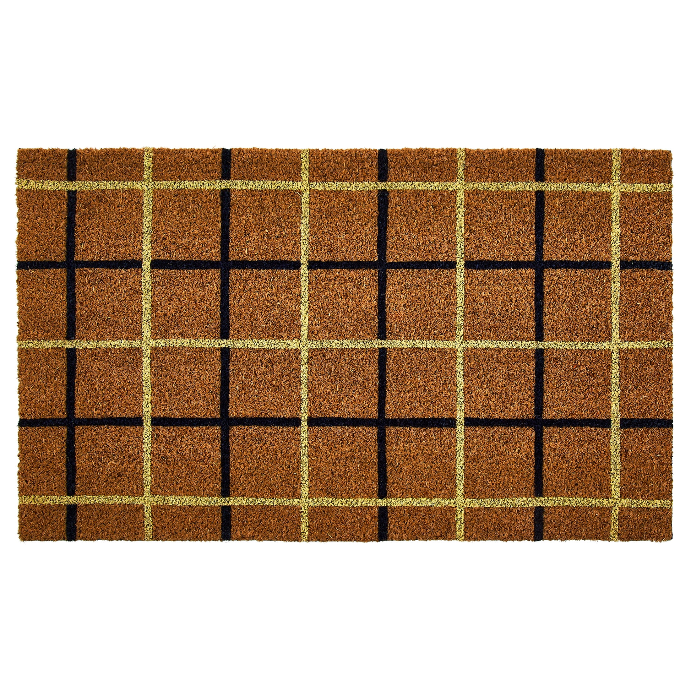 Mainstays Multicolor Grid Coir Outdoor Doormat, 18 in x 30 in