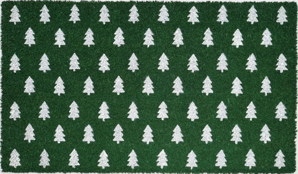 Holiday Time Green Pine Tree Coir Fiber Doormat 18"x30"