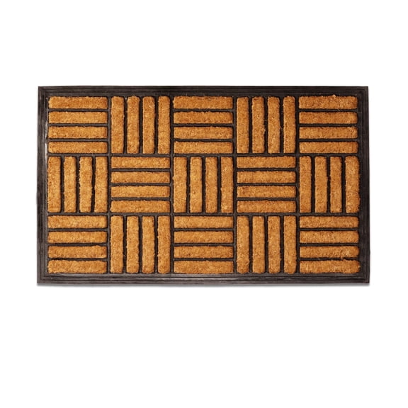 COIRCRAFT BEACH CREEL RUBBER MOULDED DOOR MATS 18 INCH X 30 INCH NATURAL COLOUR