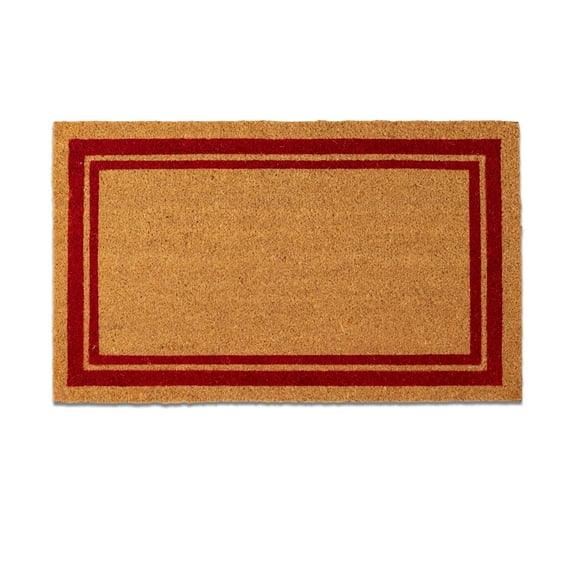 COIRCRAFT PVC BACKED COIR RED DOUBLE BORDER DOORMATS 18 INCH X 30 INCH NATURAL RED COLOUR