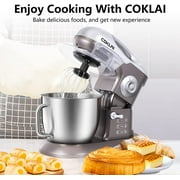 COKLAI Stand Mixer, 10 Speeds Tilt-Head 660W Food Mixer, 7.3-QT Electric Mixer with Stainless Steel Mixing Bowl, Kitchen Mixer with Dough Hook, Flat Beater, Wire Whisk and Splash Guard