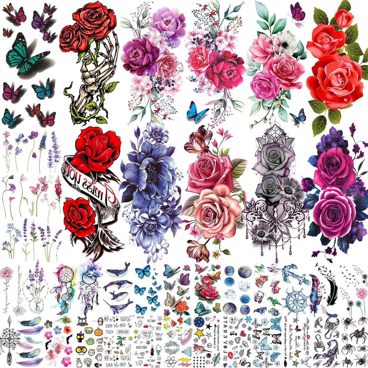 3D The Canvas Arts Temporary Tattoo Waterproof For Men Women Arm Hand  Thighs, Legs XQB-156 (Rose Tattoo) Size 21X12 cm : Amazon.in: Beauty