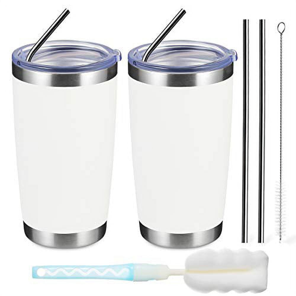 COKTIK 20 oz 2 Pack Tumbler with Lid and Straw, Stainless Steel