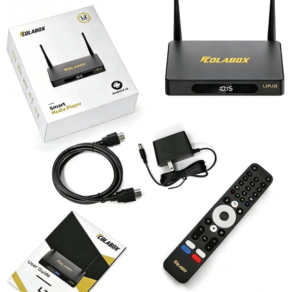COLABOX L2 PLUS Next-Gen Smart TV Box 2026 Model, 4GB RAM 64GB ROM, Android 14.0, 4K Ultra HD, Wi-Fi 6, Gigabit Ethernet, Voice Remote