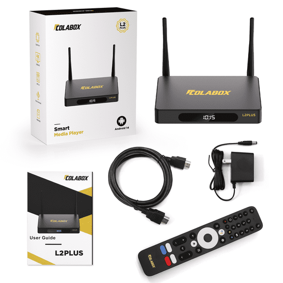 COLABOX L2 Plus Plug & Play 4K TV Streaming Box, Home Media Player with Full Accessories: Remote, HDMI Cable, Power Adapter