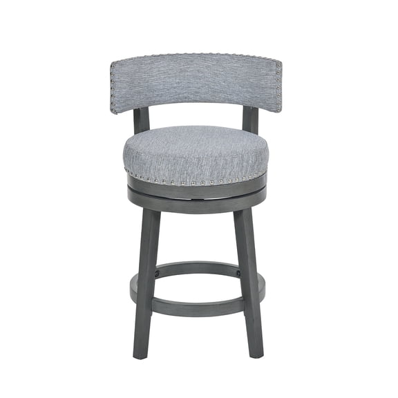 AFO Upholstered Swivel Bar Stool with Back - 24 Inch Counter Height Chair for Kitchen Island,Grey