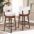 thumbnail image 1 of COLAMY 30" Swivel Bar Stools Set of 2, 360° Bar Height Stool with Back, Beige Upholstered Modern Barstools for Kitchen Island & Home Bar, Sturdy Wood Frame, 300 lbs Capacity, 1 of 9