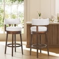 thumbnail image 1 of COLAMY Swivel Bar Stools Set of 2, 30 Inch Bar Height Stools, Modern Upholstered Wood Bar Chairs with Back for Kitchen Island & Home Bar, Heavy Duty 300 lbs Capacity, Fits 40-45" Bar Height, Beige, 1 of 9