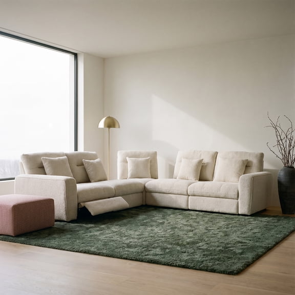 COLAMY AUREN Premium Dual Power Reclining Modular Sectional Sofa, Cloud-Like Motion Lounge Couch with Adjustable Depth Backrest, Built-in USB/Type-C Ports & Plush Chenille Fabric,Beige