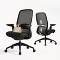 thumbnail image 1 of COLAMY Aether Ergonomic Mesh Office Chair, One-Touch Easy Adjust Managerial Desk Chair with Levitating Seat Cushion & Pilot-Level Sync Armrests, 300 LBS Mid Back Mesh Computer Chair,Black, 1 of 12