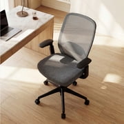 COLAMY Aether Ergonomic Mesh Office Chair, One-Touch Easy Adjust Managerial Desk Chair with Levitating Seat Cushion & Pilot-Level Sync Armrests, 300 LBS Mid Back Mesh Computer Chair, Grey