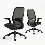 COLAMY Aether Ergonomic Mesh Office Chair, One-Touch Easy Adjust Managerial Desk Chair with Levitating Seat Cushion & Pilot-Level Sync Armrests, 300 LBS Mid Back Mesh Computer Chair,Black