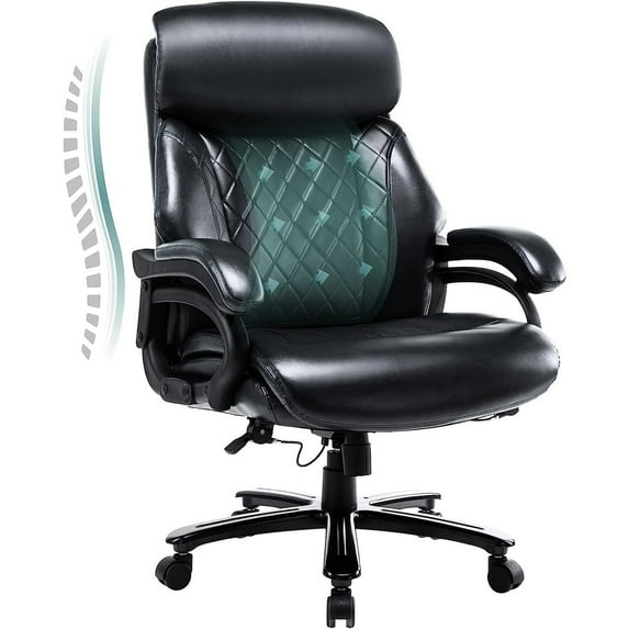 COLAMY Big and Tall Office Chair 400lbs Heavy Duty Executive Desk Chair Black