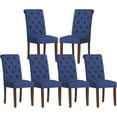 thumbnail image 1 of COLAMY Button Tufted Dining Chairs Set of 6, Parsons Upholstered Fabric Dining Room Chairs Kitchen Chairs with Wood Legs and Padded Seat, Dark Blue, 1 of 15