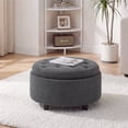 thumbnail image 1 of Darkgrey Round Ottoman with Storage and Reversible Tray, Upholstered Fabric Footrest Coffee Table for Living Room, Bedroom, Entryway-25 Inch, 1 of 10