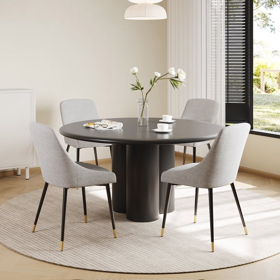 COLAMY LUMA Dining Chairs Set of 4, Upholestered Fabric Kitchen Dining Chairs with Metal Legs, Armless Accent Side Chair for Dining Room, Home, Light Gray